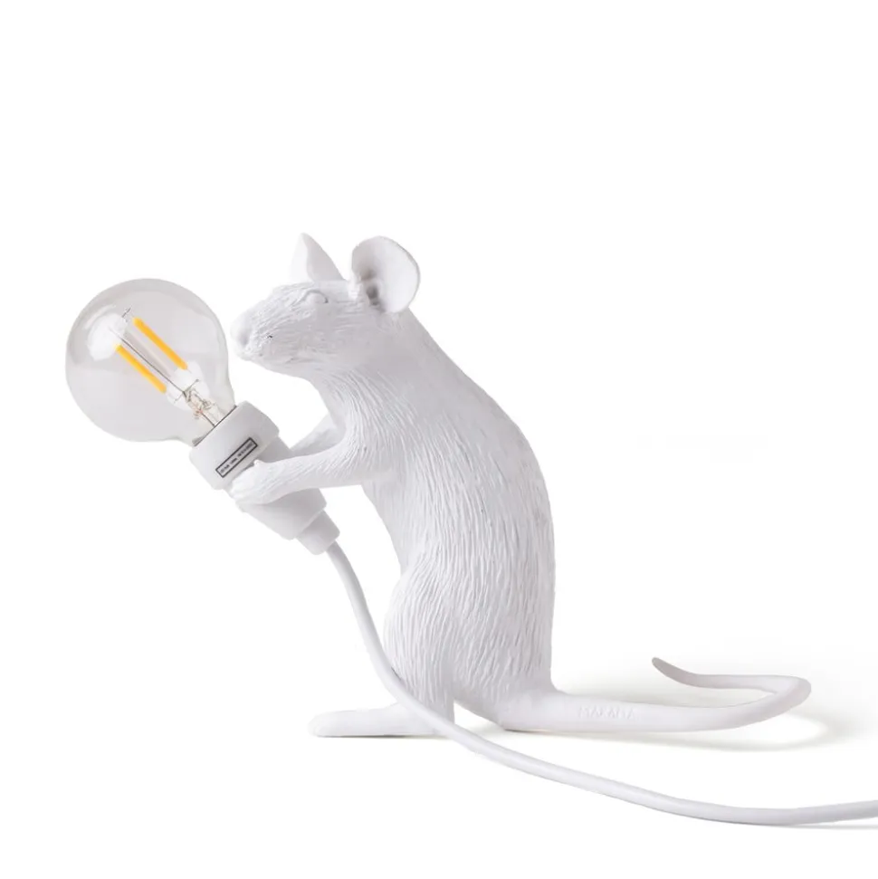 SELETTI Muselampe LED-pære USB-siddende hvid