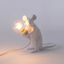 SELETTI Muselampe LED-pære USB-siddende hvid