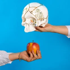SELETTI Skulptur Kintsugi Skull, hvid, porcelæn, guld