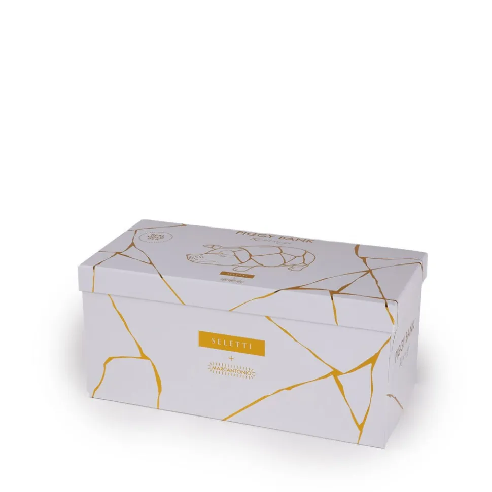 SELETTI sparegris Kintsugi, hvid / farverig, porcelæn, guld