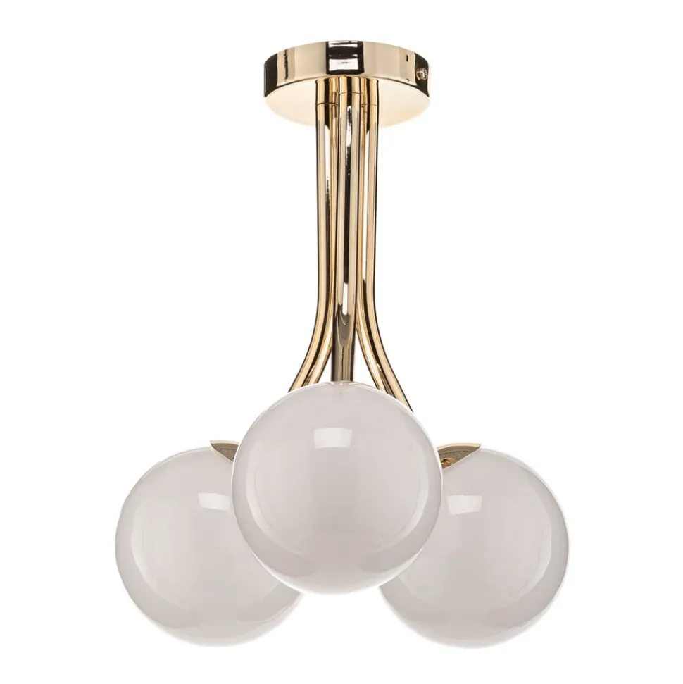 Selva loftlampe med tre glaskugler, guld