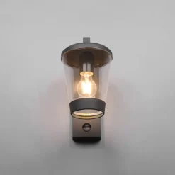 Sensor-udendørs væglampe CAVADO, antracit, højde 28 cm, IP44