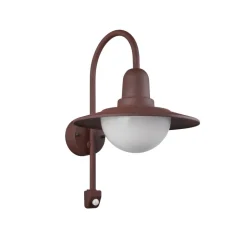 Sensor-udendørs væglampe NORMAN, rust, Ø 30 cm metal/glas IP44