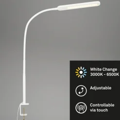 Servo LED-klemmelampe, kan dæmpes, CCT, hvid