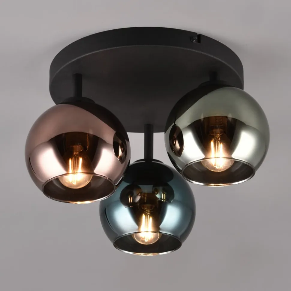 Sheldon loftlampe med 3 glas-kugleskærme