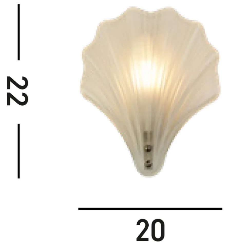 Shell væglampe, hvid satineret, skalform, glas, IP44