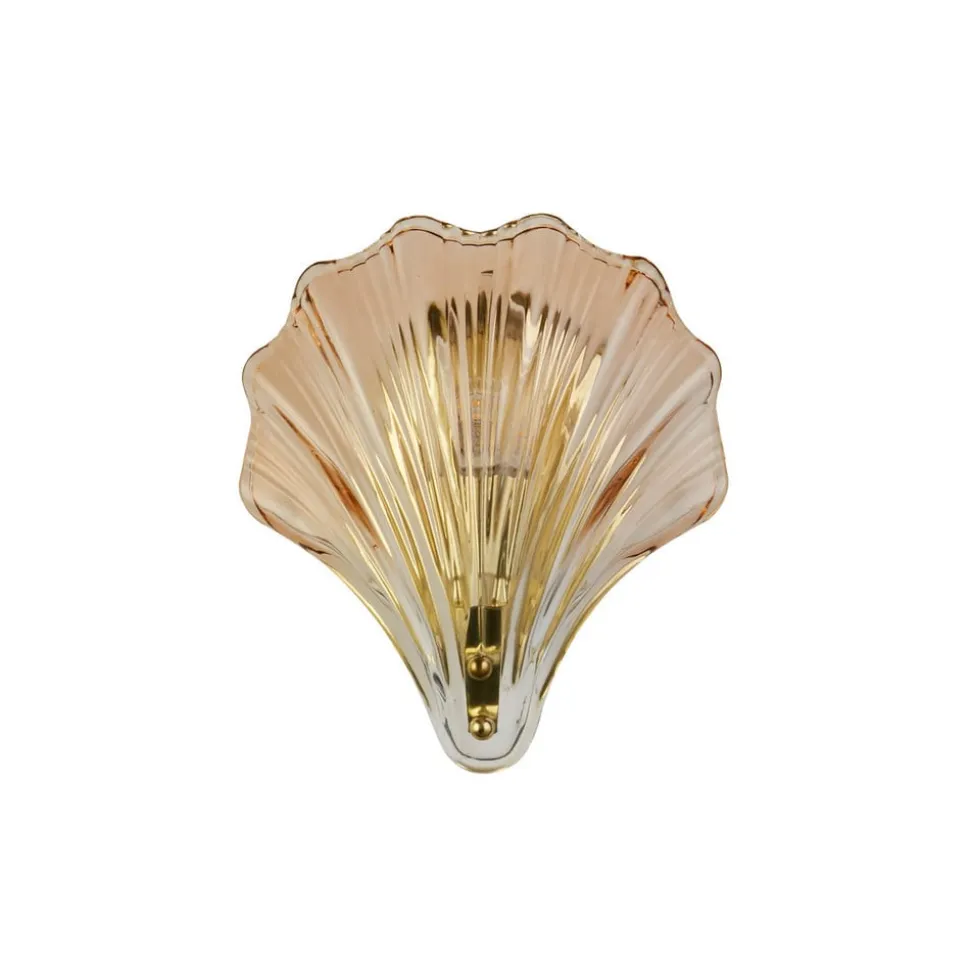 Shell væglampe, ravfarvet, skalform, glas, IP44