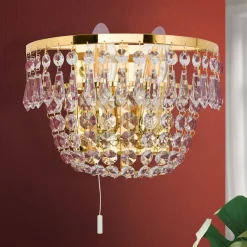 SHERATA krystalvæglampe i guld