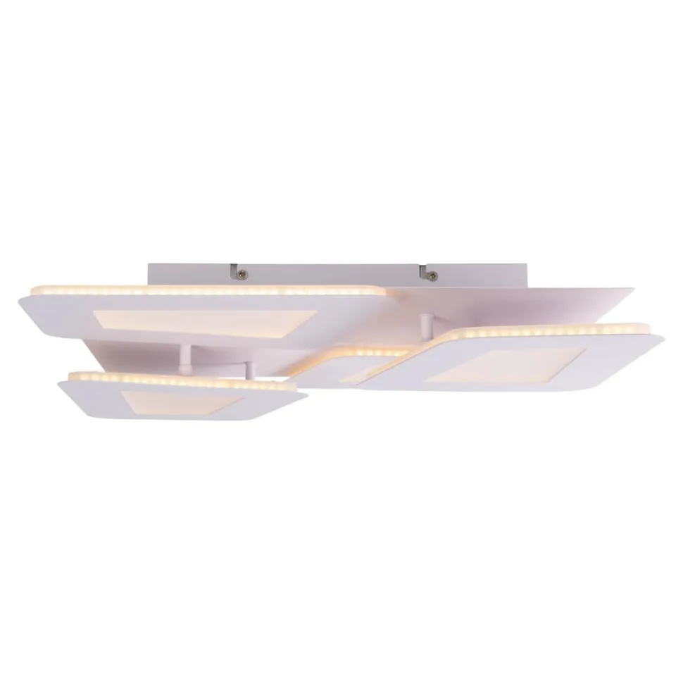 Simes loftlampe, hvid, metal, 48x48 cm, CCT, fjernbetjening