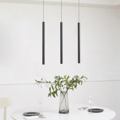Skinne system 48V Lumaro, pendel, rørpære, 3 lyskilder, sort
