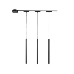 Skinne system 48V Lumaro, pendel, rørpære, 3 lyskilder, sort