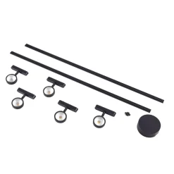Skinne system 48V Lumaro, spots, 5 lyskilder, sort, Ø 7,3cm