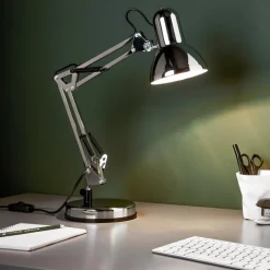 Skrivebordslampe Henry, krom, højde 50 cm, justerbar