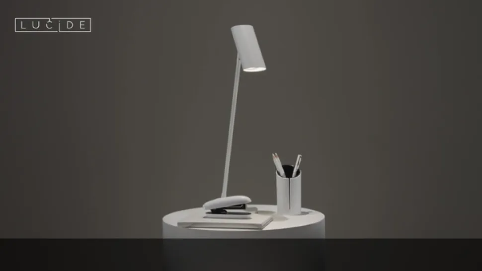 Skrivebordslampe i hvidt metal Hester