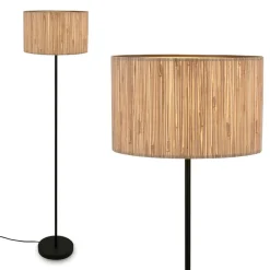Slama gulvlampe, naturfarve, metal, søgræs, E27