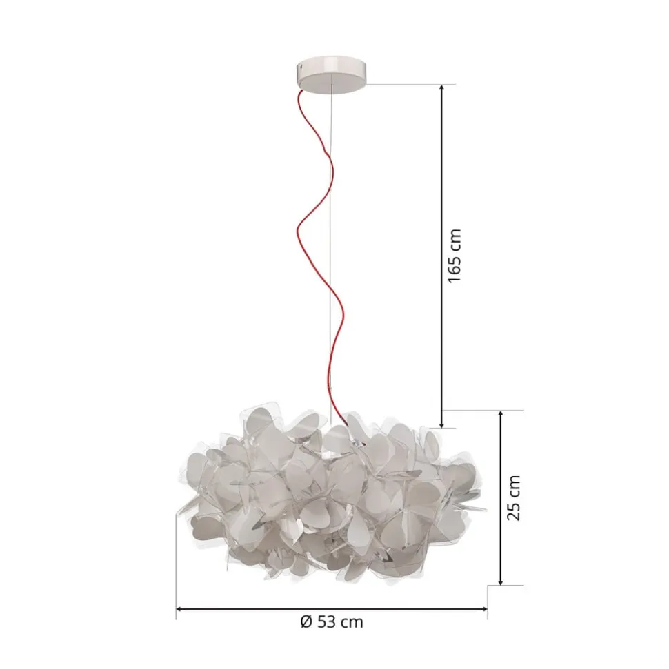 Slamp hængelampe Clizia Mama Non Mama, Ø53cm, hvid/rød