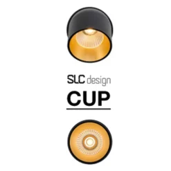 SLC Cup LED-indbygningsdownlight sort/guld 2.700 K