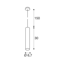 SLV Enola B pendellampe, sort, aluminium, Ø 6,7 cm