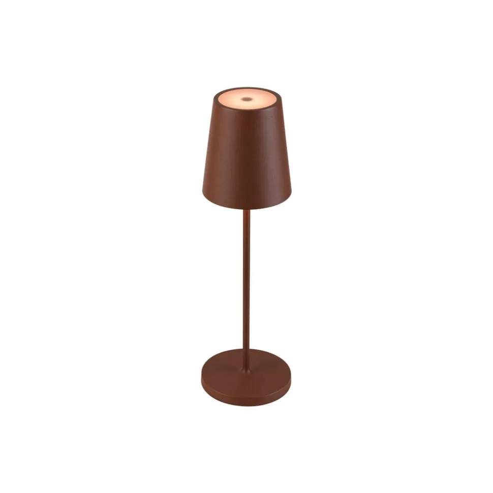 SLV genopladelig LED-lampe Vinolina Two, rustfarvet, aluminium, Ø 11 cm