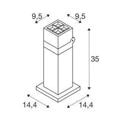 SLV LED-sokkellampe S-Cube 35, antracit, aluminium, højde 35 cm