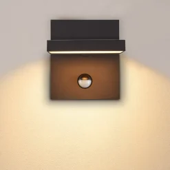 SLV LED-væglampe Abridor, antracit, bredde 14 cm, sensor