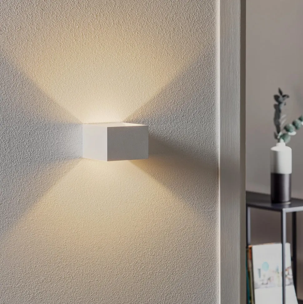 SLV LED-væglampe Logs In, hvid/hvid, aluminium, bredde 10 cm