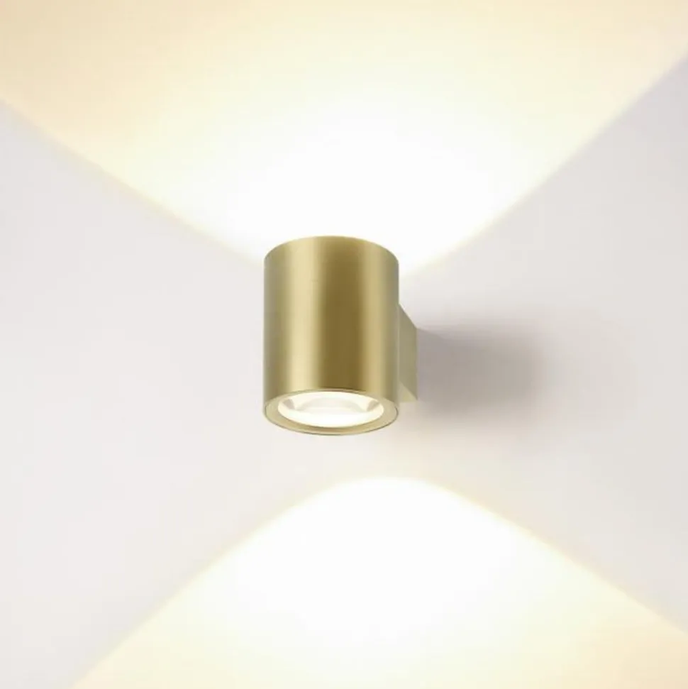 SLV LED-væglampe Oculus, messingfarvet Ø 9 cm dæmpbar til varmt lys