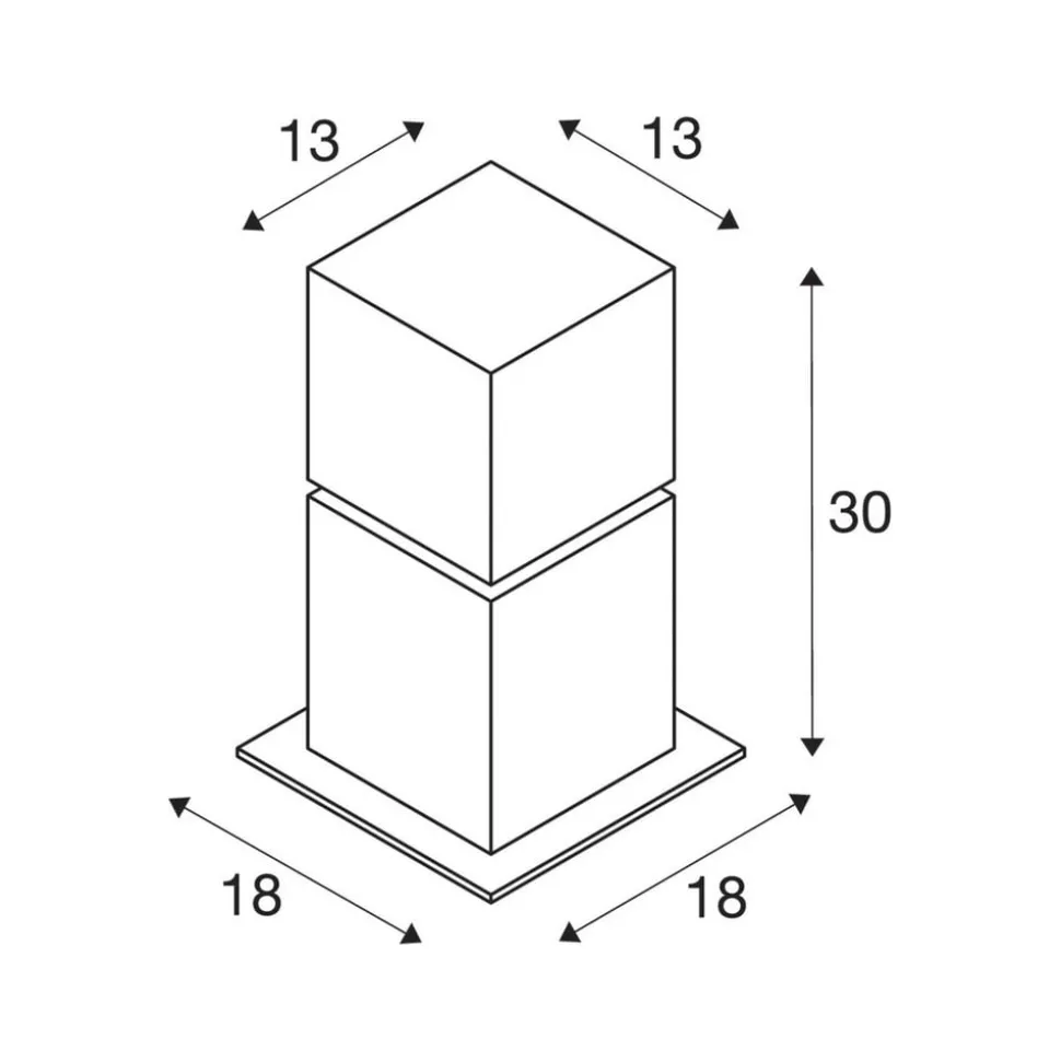 SLV sokkellampe Square Pole, højde 30 cm, grå, stål
