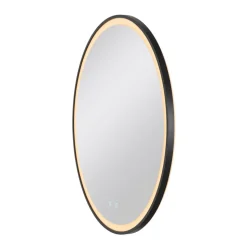 SLV Trukko LED-vægspejl IP44 CCT sort Ø 80cm