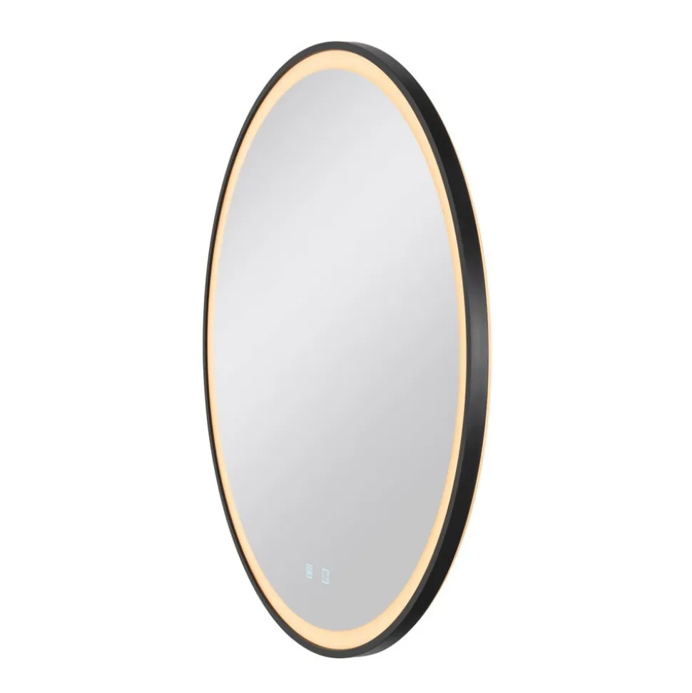SLV Trukko LED-vægspejl IP44 CCT sort Ø 80cm