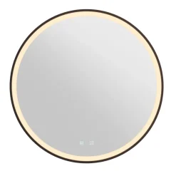 SLV Trukko LED-vægspejl IP44 CCT sort Ø 80cm
