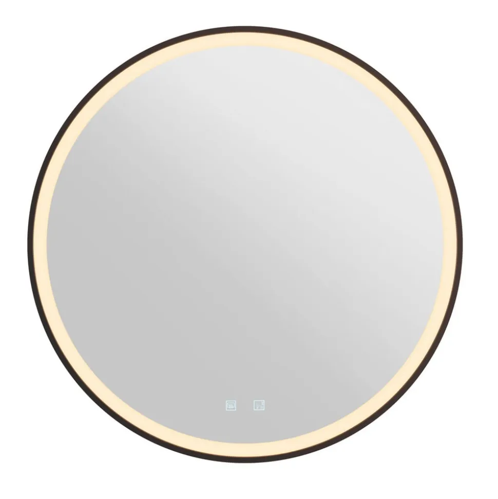 SLV Trukko LED-vægspejl IP44 CCT sort Ø 80cm