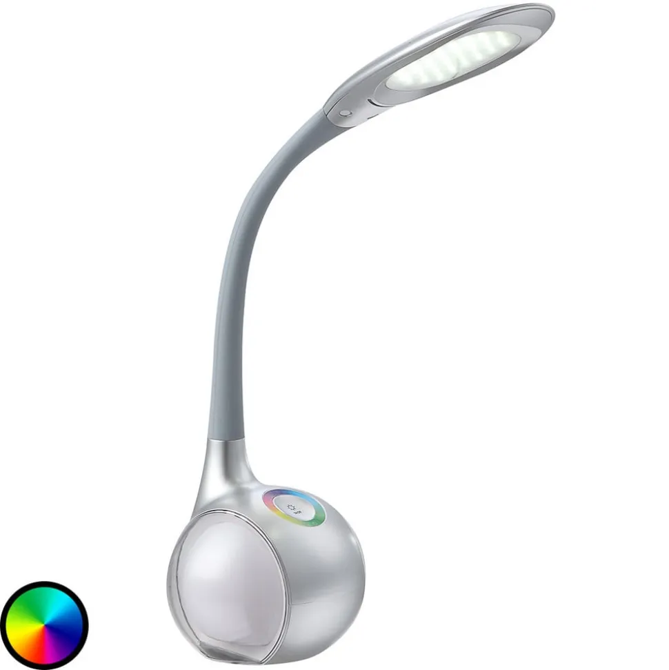 Sølvfarvet LED-bordlampe Paula