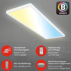 Smart LED loftlampe Tava, 58x20 cm, CCT, dæmpbar