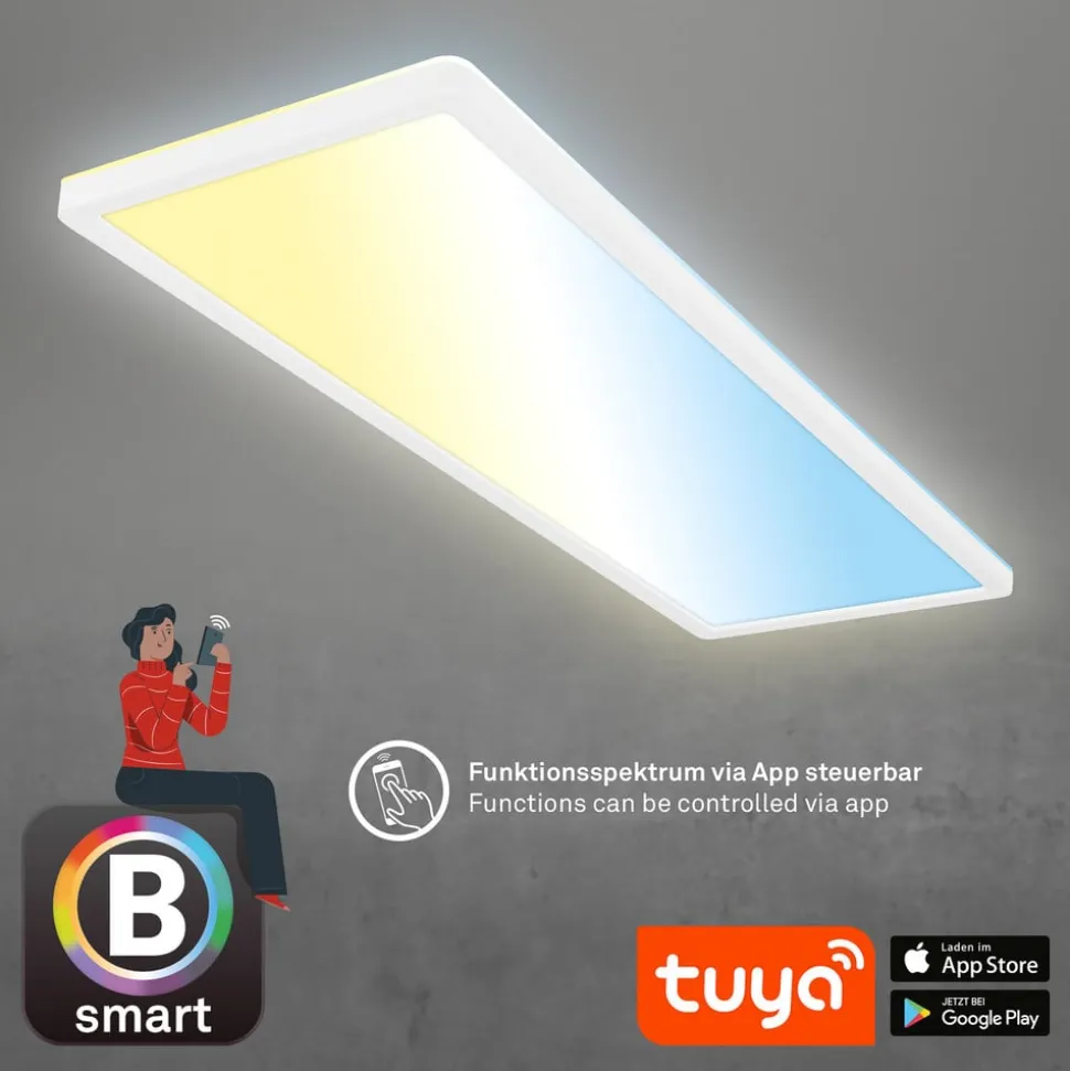 Smart LED loftlampe Tava, 58x20 cm, CCT, dæmpbar