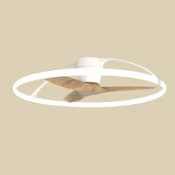 Smart LED-loftventilator Nepal, hvid/bøg, DC, støjsvag