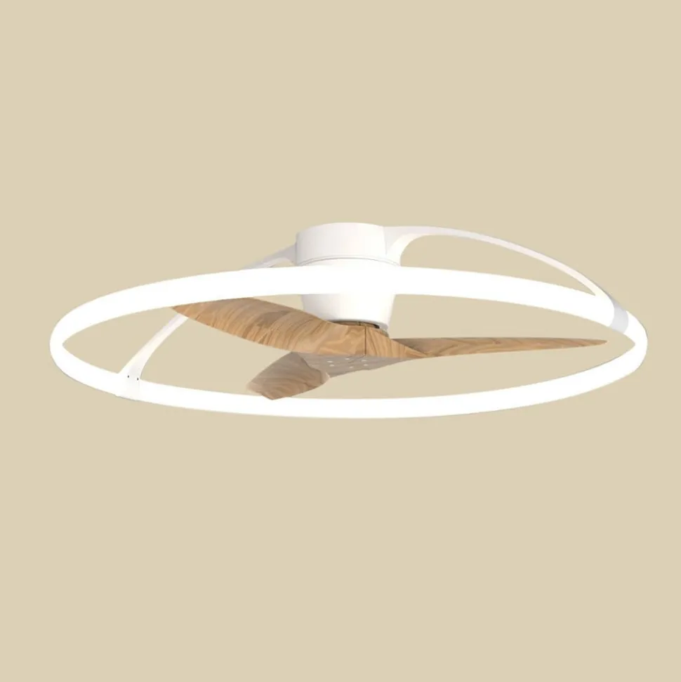Smart LED-loftventilator Nepal, hvid/bøg, DC, støjsvag