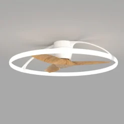 Smart LED-loftventilator Nepal, hvid/bøg, DC, støjsvag