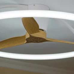 Smart LED-loftventilator Nepal, hvid/bøg, DC, støjsvag