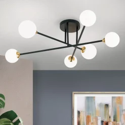 Snowwhite loftlampe med stænger, 6 lyskilder, sort