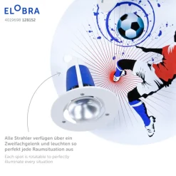 Soccer loftlampe, 3 lyskilder, blå-hvid