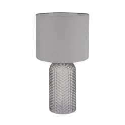 Sofia bordlampe, grå, højde 50 cm, stof/glas