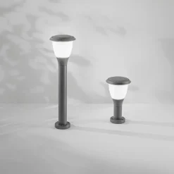 Sokkellampe Thiago, 30 cm, mørkegrå, metal, E27, IP65