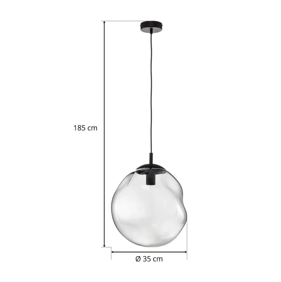 Sol glaspendel, Ø 35cm, sort/røggrå