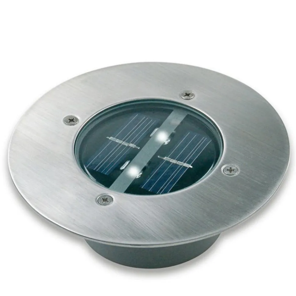 Solar LED nedgravningsspot Lugo, IP44, stål, glas