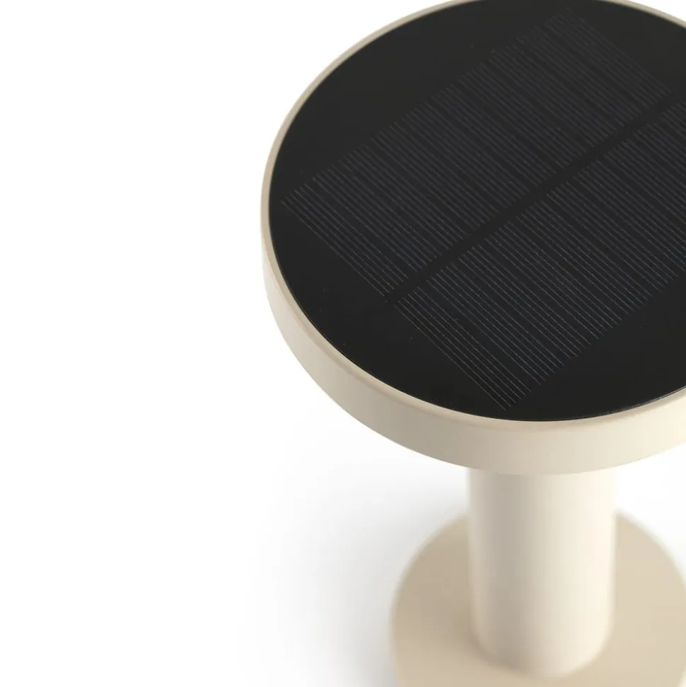 Solar-LED-bordlampe Cairo, beige, plast, IP44, 21 cm