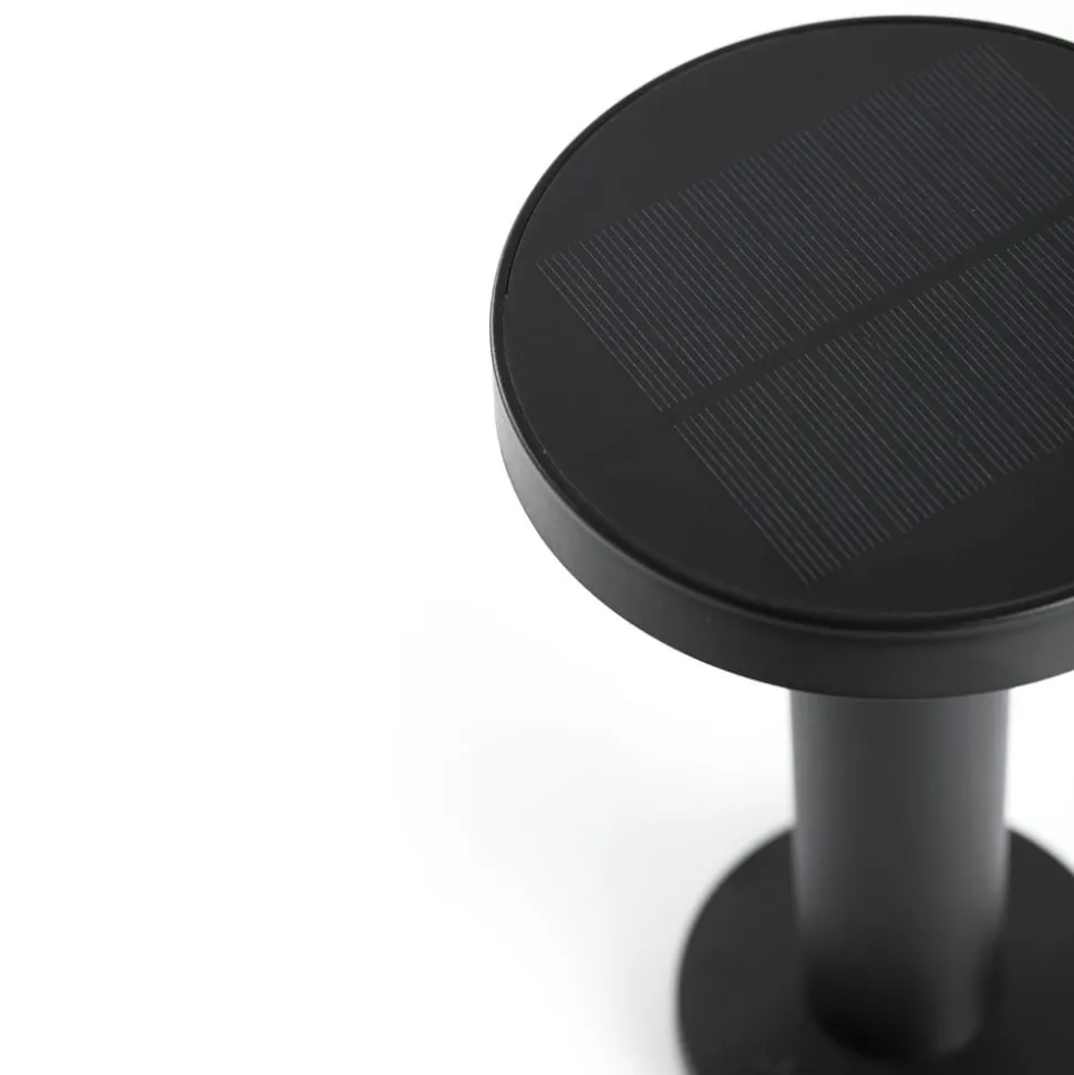 Solar-LED-bordlampe Cairo, sort, plast, IP44, 21cm