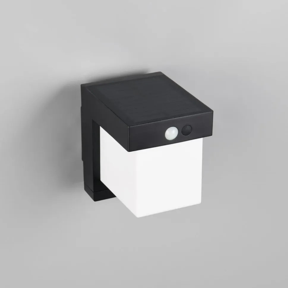 Solar-væglampe Colombo, sort mat, højde 14 cm, sensor