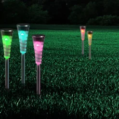 Solcellelampe Navin, RGB farveskift, 5’er sæt
