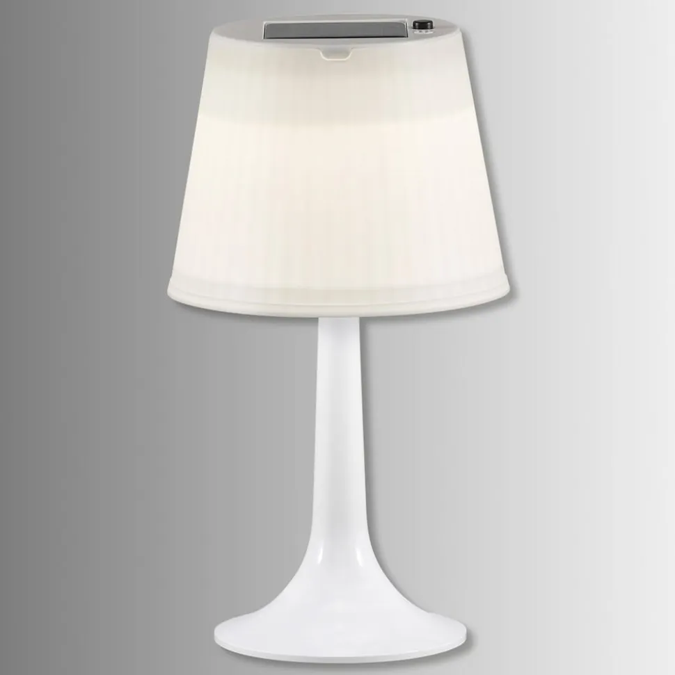 Soldreven LED bordlampe Assisi Sitra, i hvid